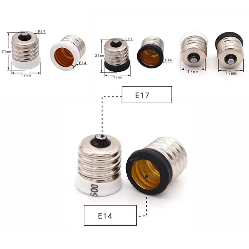 Support de lampe E17 à E14, 2 pièces, convertisseur de Base de lumière d'éclairage Led, adaptateur d