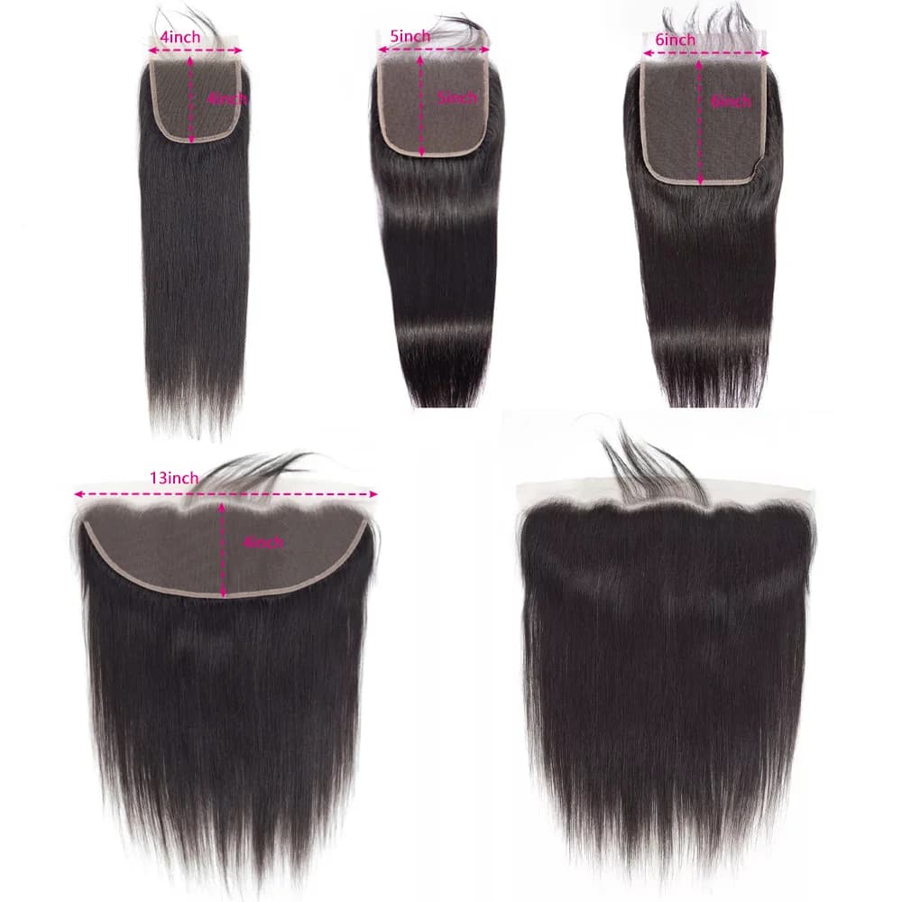 30 40 pouces paquets de cheveux humains droits avec fermeture 5x 5/6x6 paquets bruts brésiliens 100%