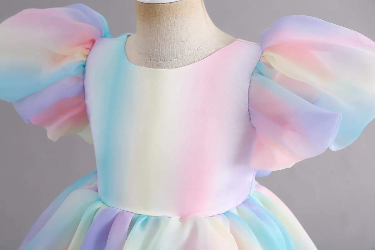 Robe de soirée tutu arc-en-ciel pour filles, costume de princesse pour enfants, vêtements de demoise