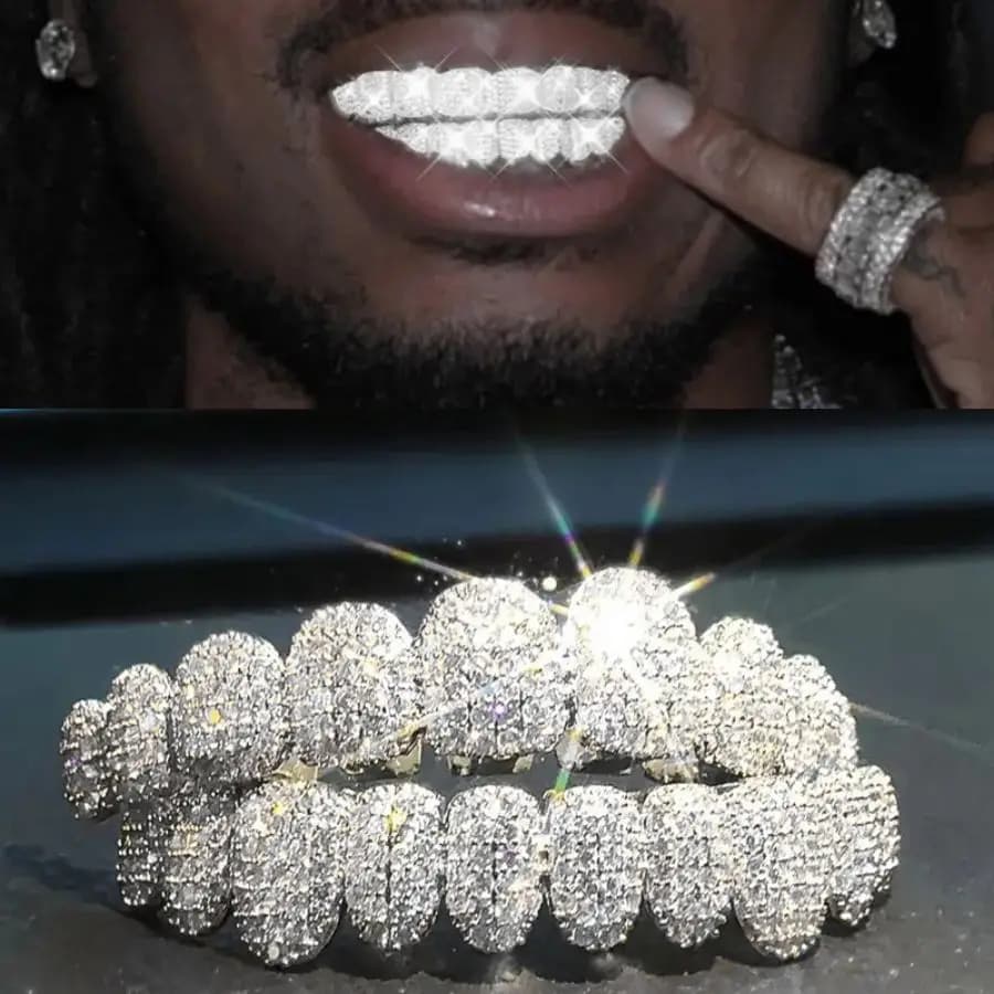 RACHELZ Hip Hop 10/10 glacé CZ pierre dents Grillz Punk rappeur cubique zircone dent casquettes pour