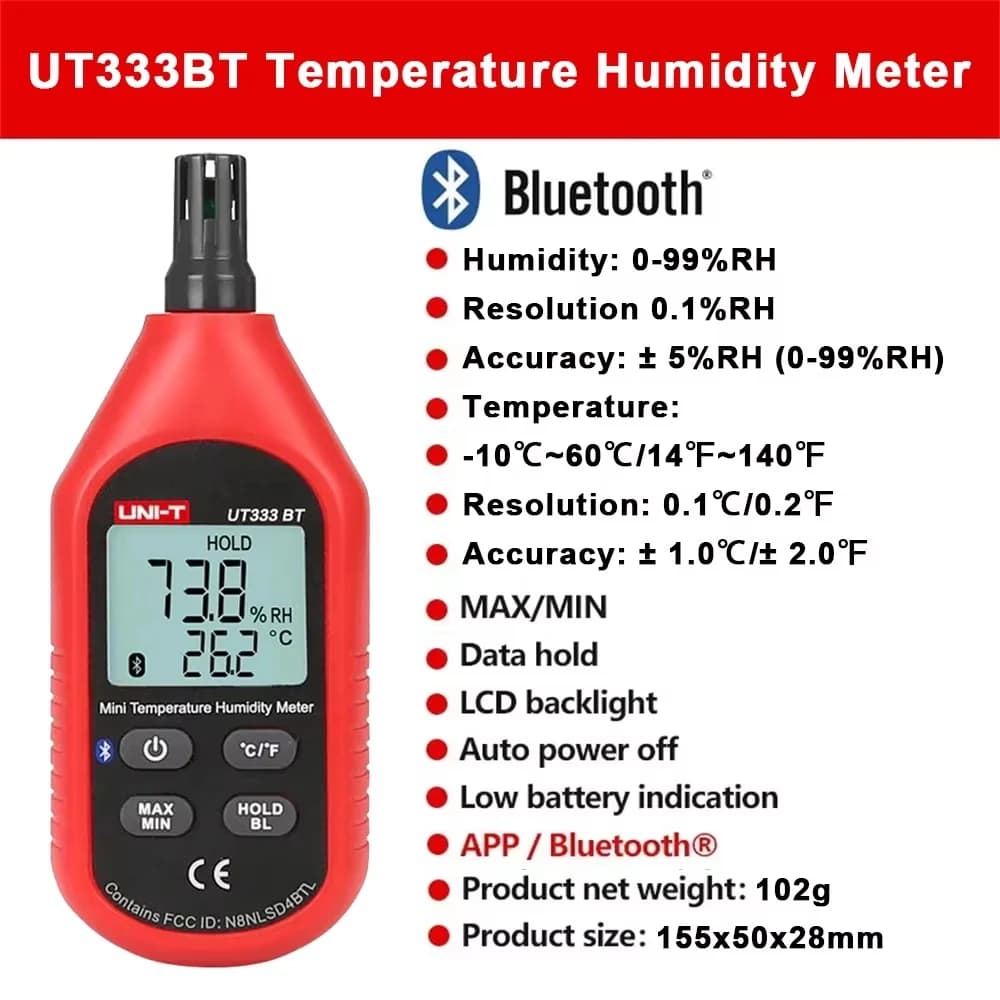 UNI-T UT333 UT333BT hygromètre numérique thermomètre 2 en 1 température humidité mètre Mini capteur 