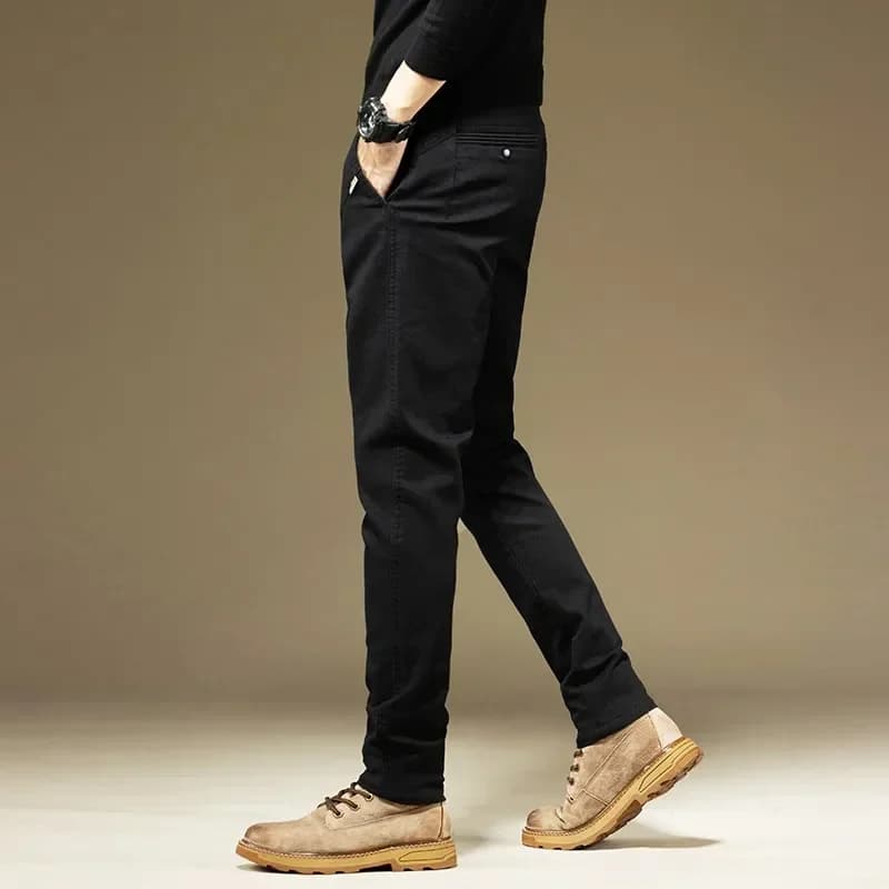 KUBRO hommes pantalons décontracté coton couleur unie printemps automne droit affaires travail panta