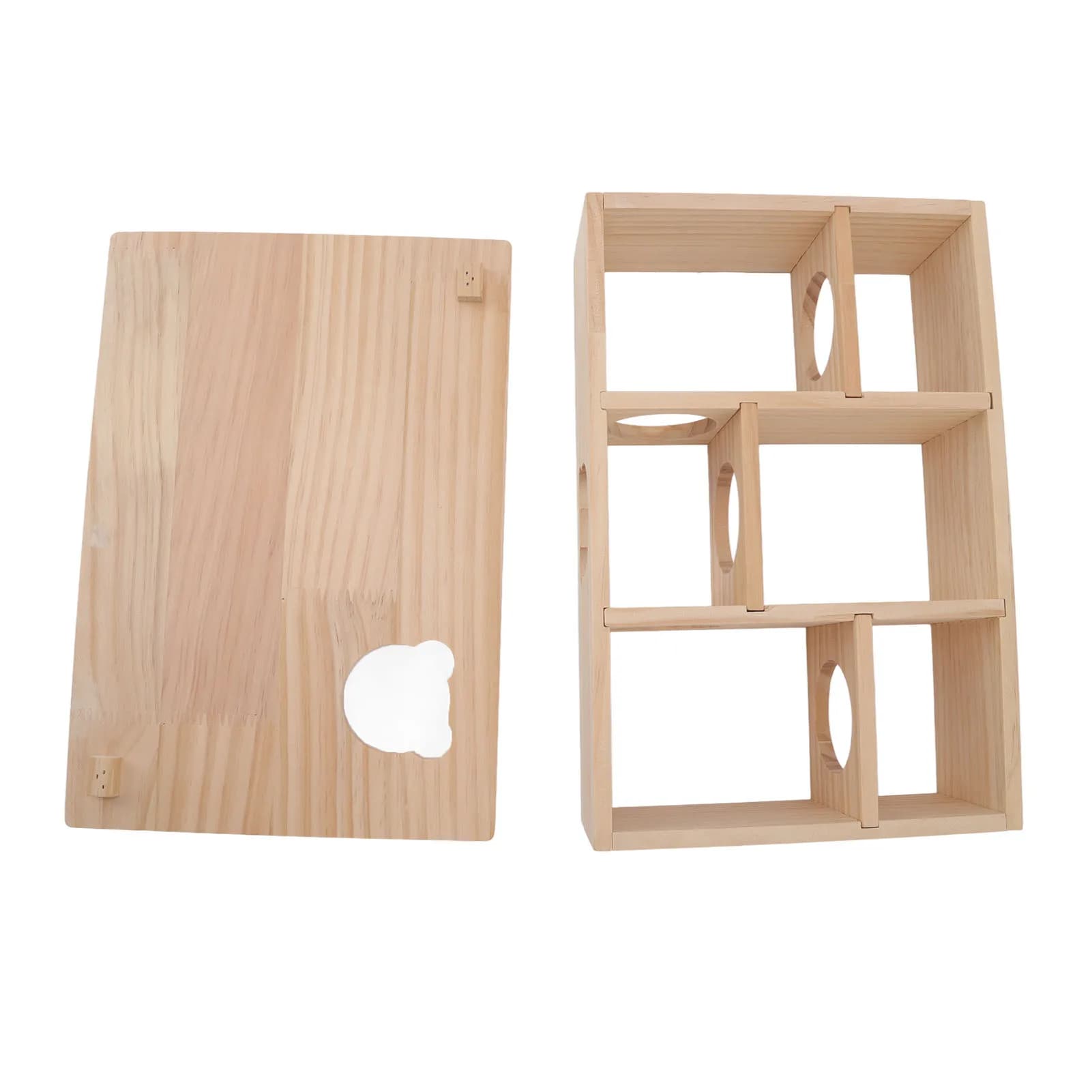 Maison pour Hamster, toit mobile en rondins, Stable, 6 chambres, cachette pour animaux de compagnie,
