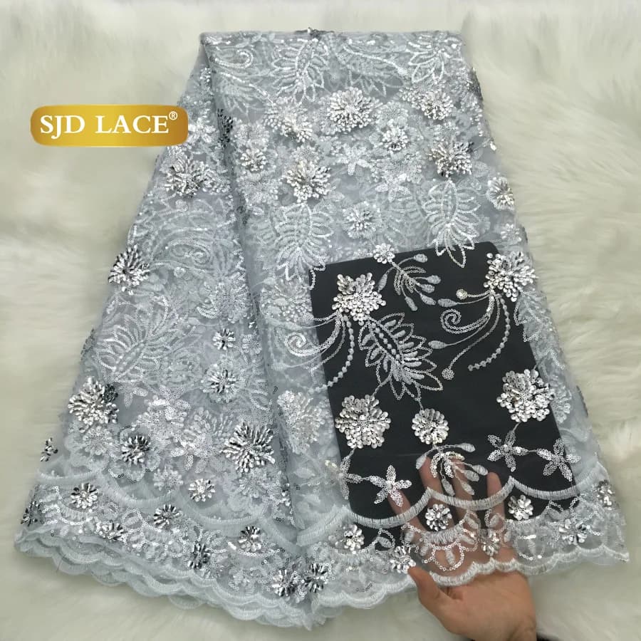 SJD dentelle africaine française Tulle paillettes maille dentelle tissu 2026 haute qualité nigérian 