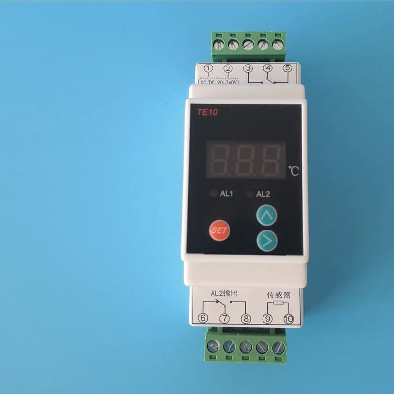 Thermostat sur Din avec capteur, contrôleur d'alarme température sortie relais à 2 voies