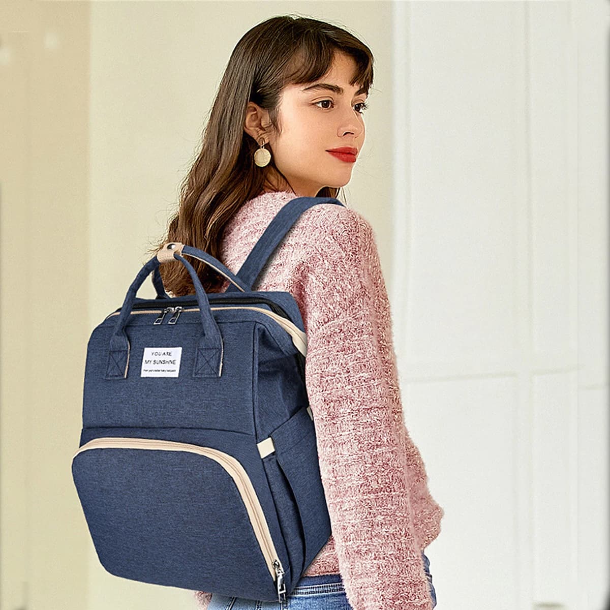 Sac à couches de lit pliable avec station à langer, poche isolée et grande capacité, sac multifoncti