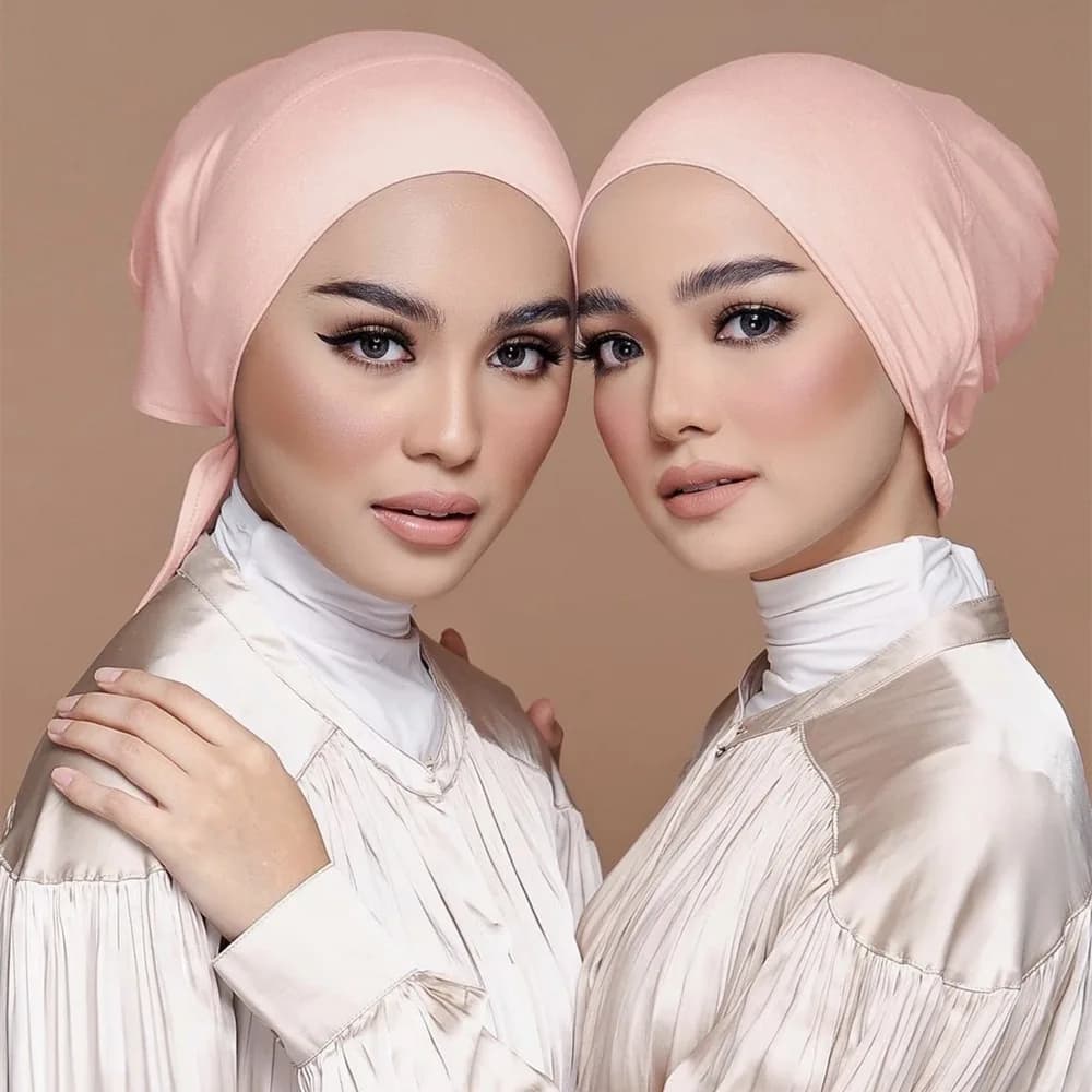 Bonnet Hijab en Satin Modal Double couche, sous-capuchon islamique avec cravate, Hijabs instantanés 