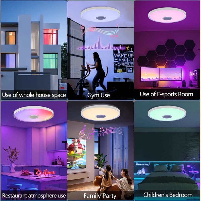 Plafonniers intelligents LED RGB APP télécommande gradation éclairage domestique moderne lumière mus