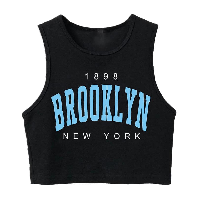 T-shirt court imprimé lettre pour femme, Harajuku, années 90, Brooklyn, style coréen, Y2K, années 18