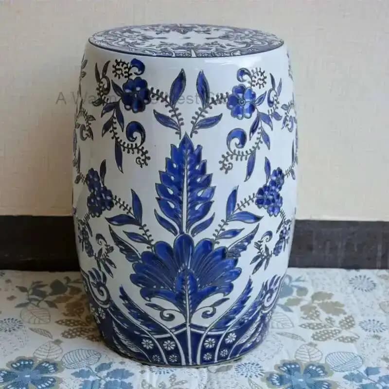 Tabouret à langer en céramique, tambour de salle de bains, tabouret de tambour néoclassique assis ba