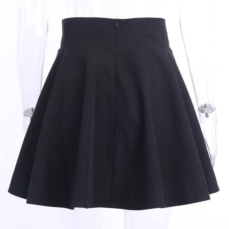 Jupe gothique noire pour femme, style japonais, hipster noir, bulle JK, lacets, fermeture éclair au 