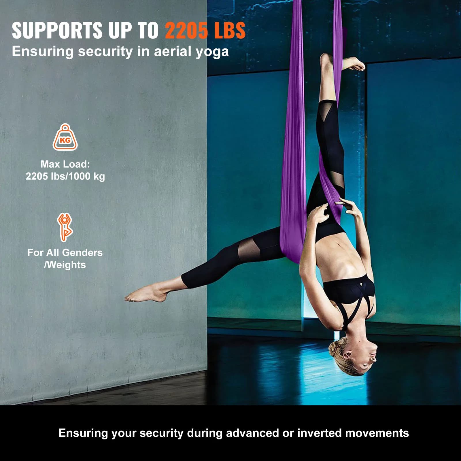 SucceBuy 8,7/11Yards hamac de yoga aérien et kit de démarrage de yoga balançoire accessoire de sangl