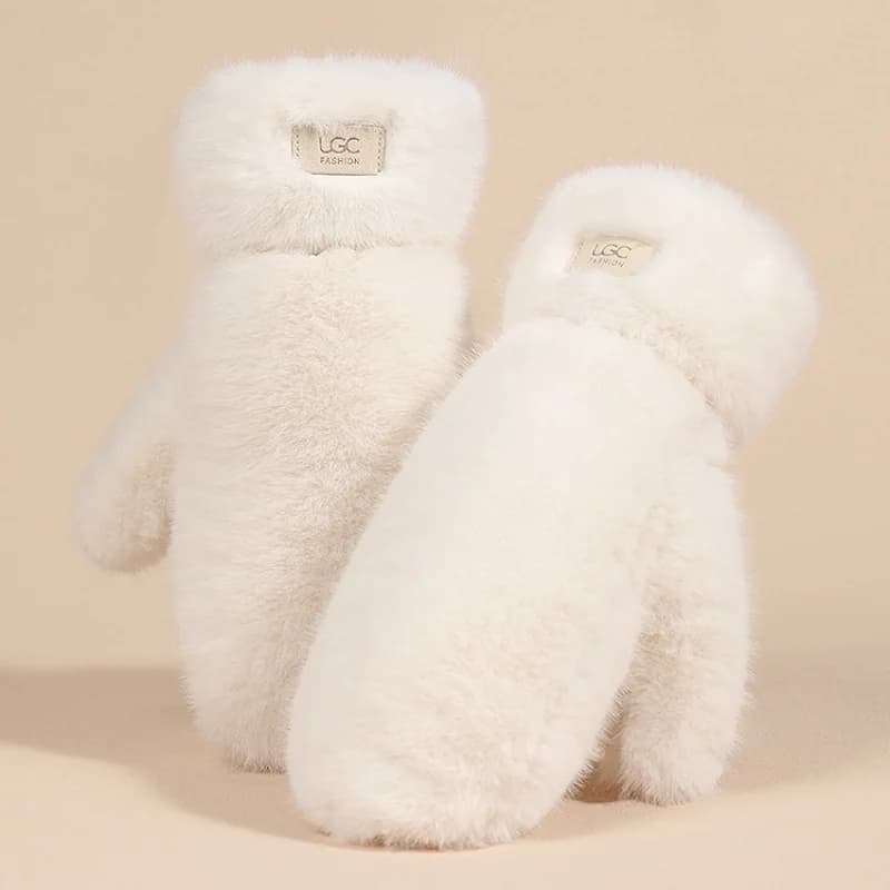 Gants d'hiver en fausse fourrure de lapin pour femmes, coupe-vent, peluche épaisse et chaude, en cac