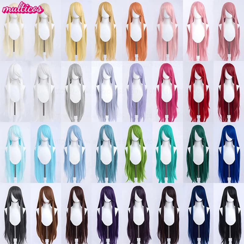 Perruque de Cosplay longue de 100Cm, perruque de haute qualité, noire, blanche, rouge, rose, marron,