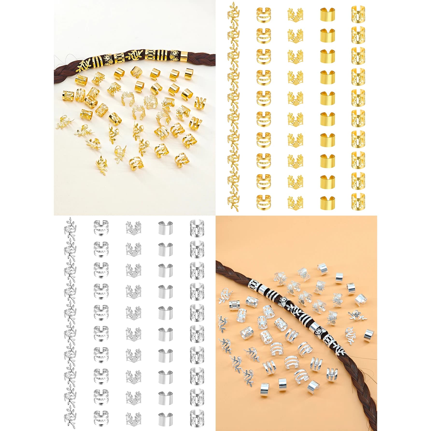 Bijoux de cheveux élégants en alliage doré pour tresses, couleur unie, accessoires d'inspiration Vin