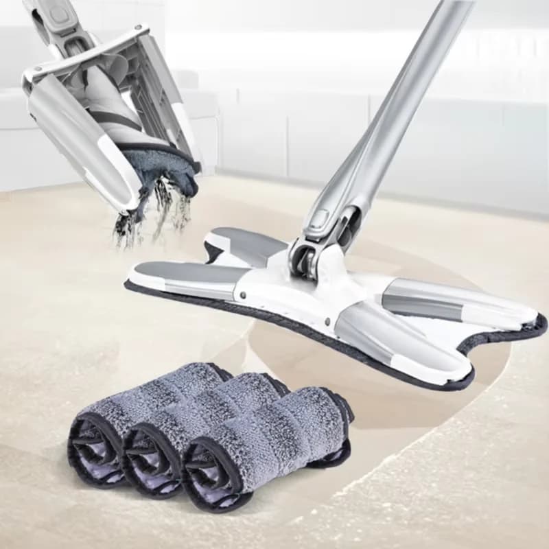 Ensemble de serpillères à essorage automatique de type X, serpillière de nettoyage en microfibre pou