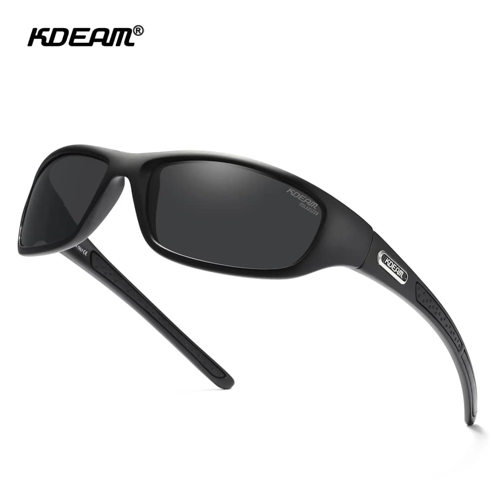 KDEAM-Lunettes de soleil polarisées avec étui à fermeture éclair pour homme, matériau TR90, logo de 