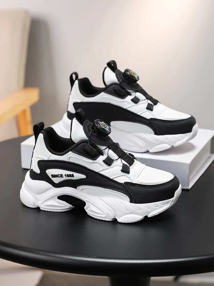 🔥   Sneakers pour enfants entièrement noires avec boucle rotative |   Très facile à mettre et à enle