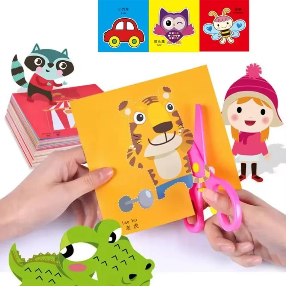 Livre découpé en papier fait à la main, 48 pièces, jouets artisanaux pour enfants, bricolage, dessin
