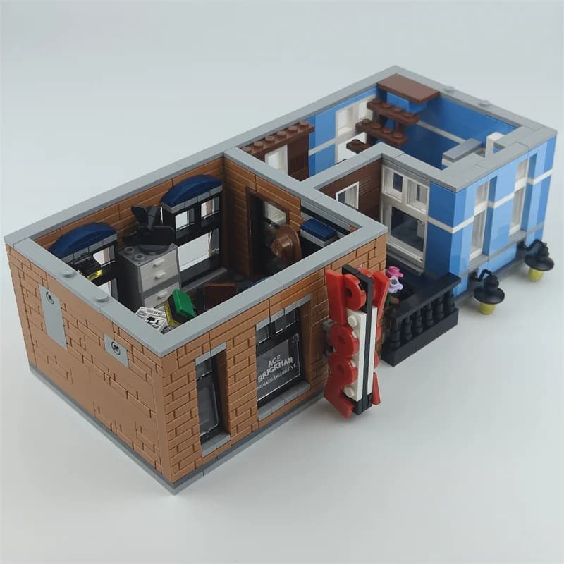 Modèle de maison classique, vue sur la rue, jouets d'architecture, agence de détectives, blocs de co