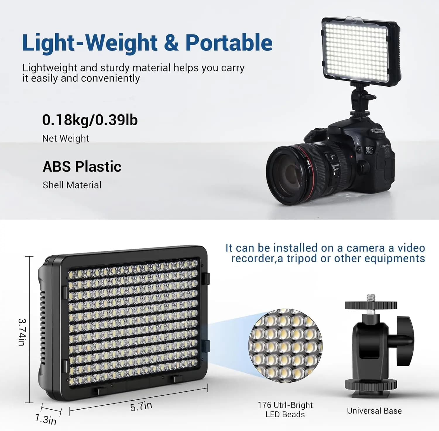 2pack 176 LED Studio Streaming lumières photographie vidéo Kit d'éclairage Photo lumières pour appar