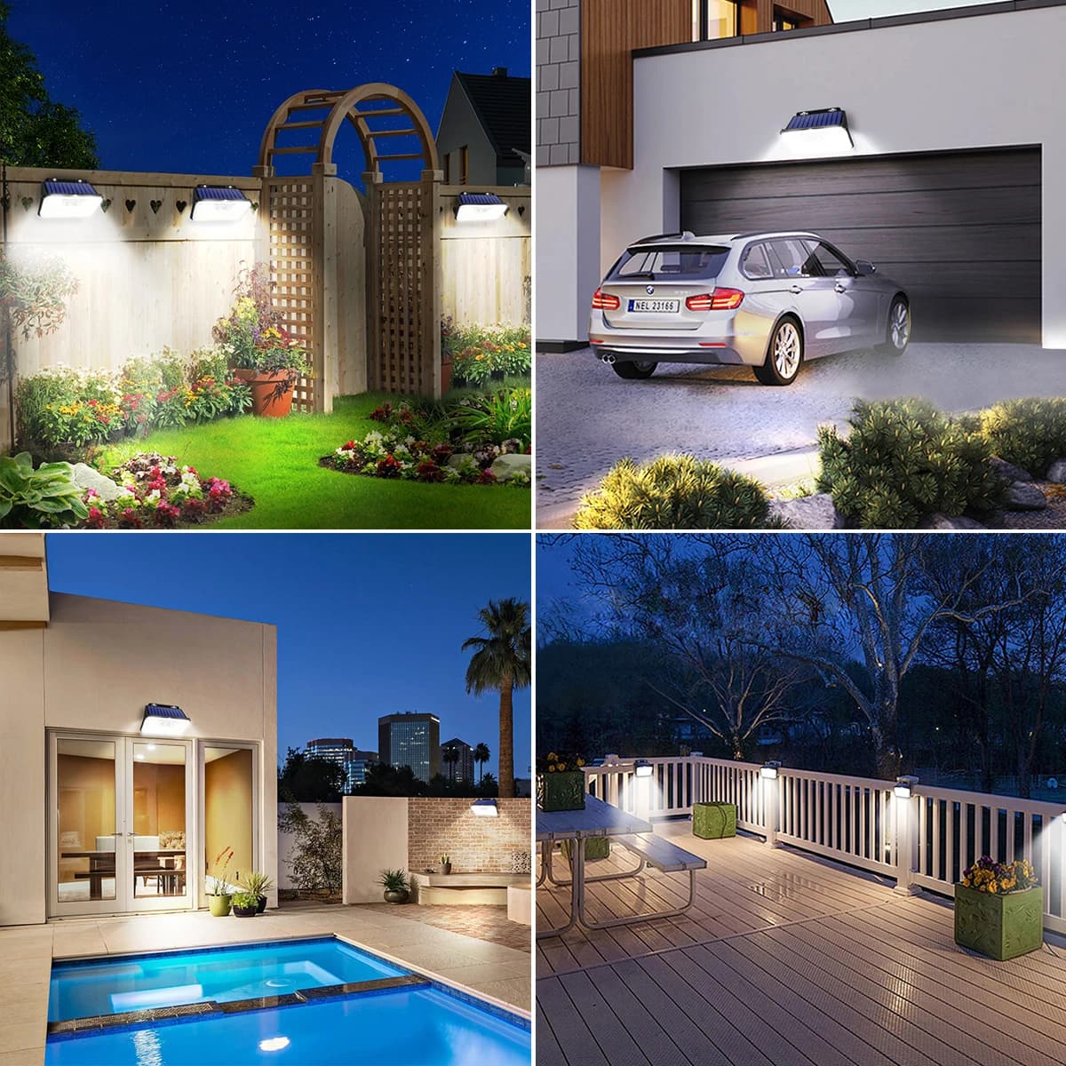Applique Murale Solaire Imperméable Conforme à la Norme IP65 avec Capteur de Mouvement, Éclairage d'