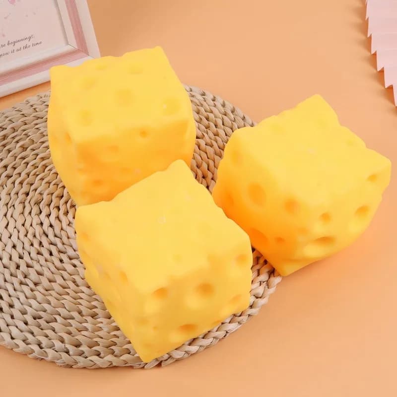 Jouet anti-stress géant en forme de cube de fromage, simulation de fromage extra-large, jouet sensor