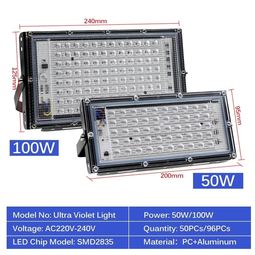 220V 50W 100W 200W 300W 395NM 405nm 365nm LED lampe UV ultraviolette impression pulvérisation peintu