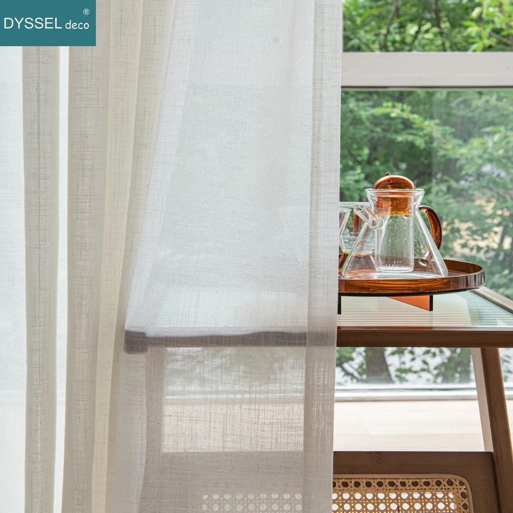 Rideaux de fenêtre en lin, décoration moderne, aspect solide, blanc transparent, Style européen, œil
