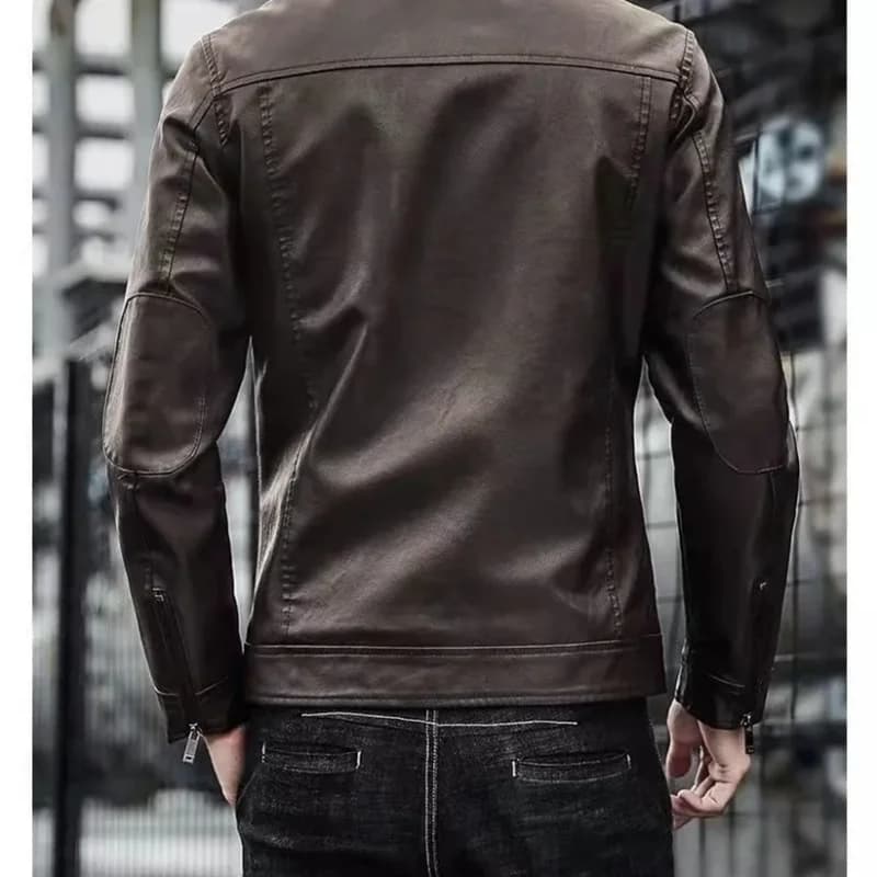Hommes veste de costume en cuir hommes coupe ajustée manteau court hommes mode veste en cuir Streetw
