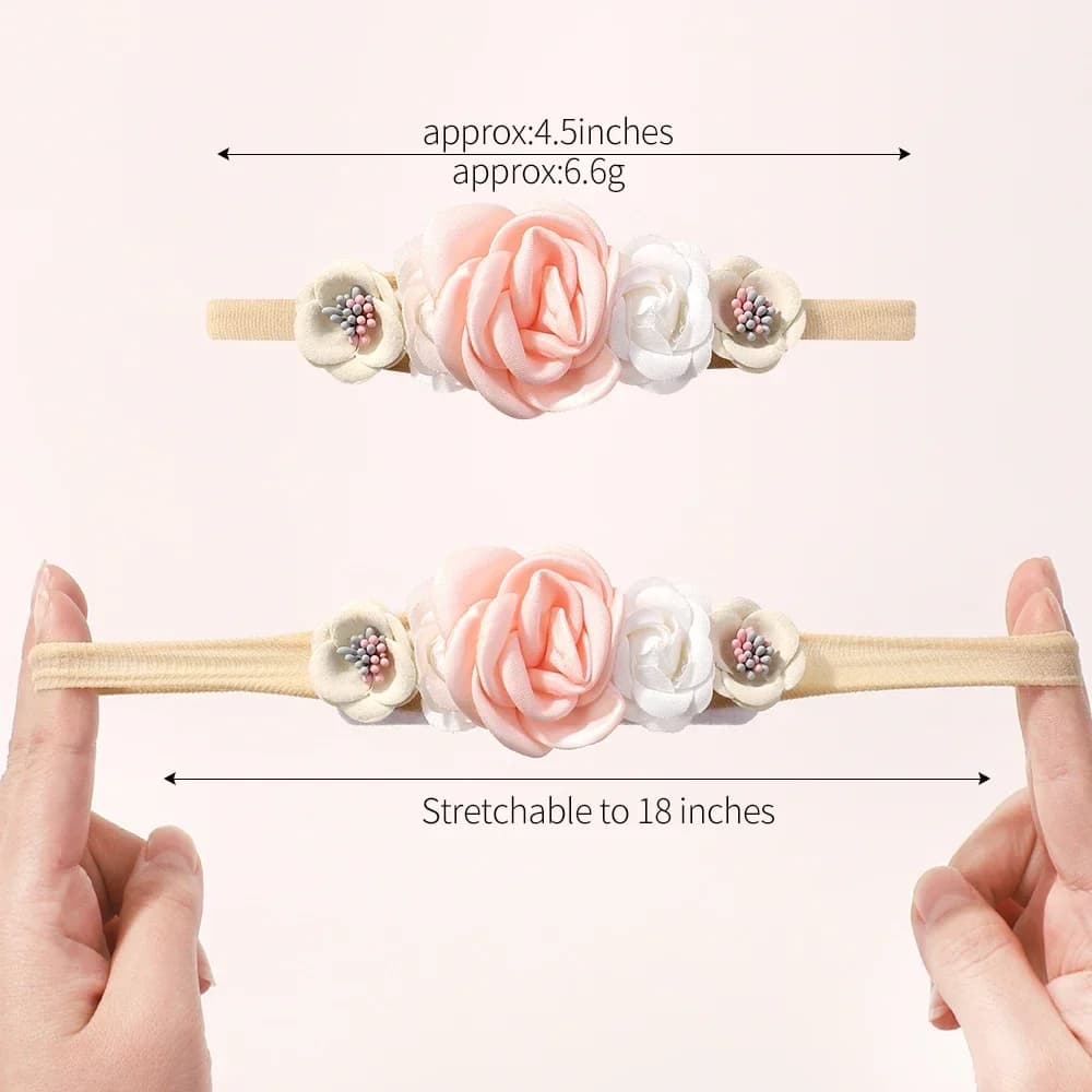 5 pièces/lot bébé élastique en Nylon bandeau nouveau-né belle fleur dentelle arc bandeau pour fille 