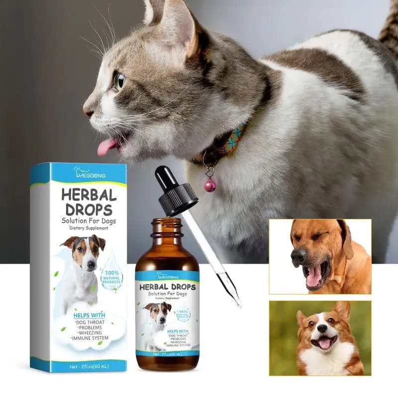 Yegbong Gouttes Herbales Apaisantes pour la Toux des Animaux – Soulagement de la Toux, du Rhume et d