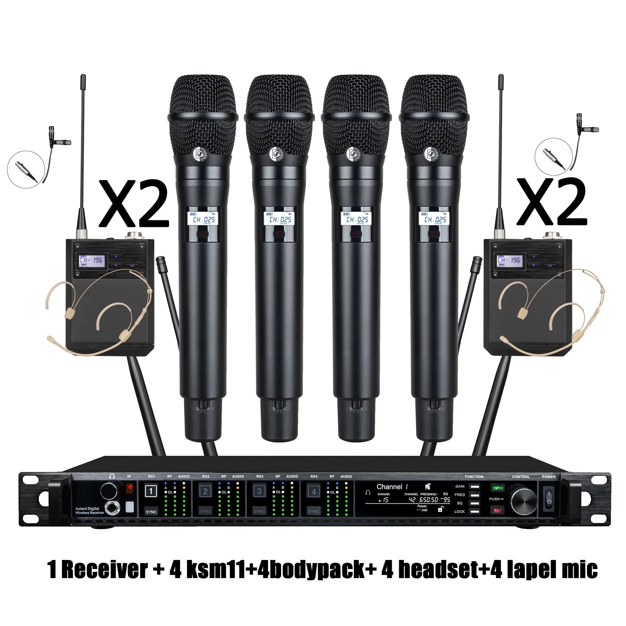 Leicozic 4 canaux KSM11 KSM8 Microphone sans fil système Radio professionnel col de cygne micro casq