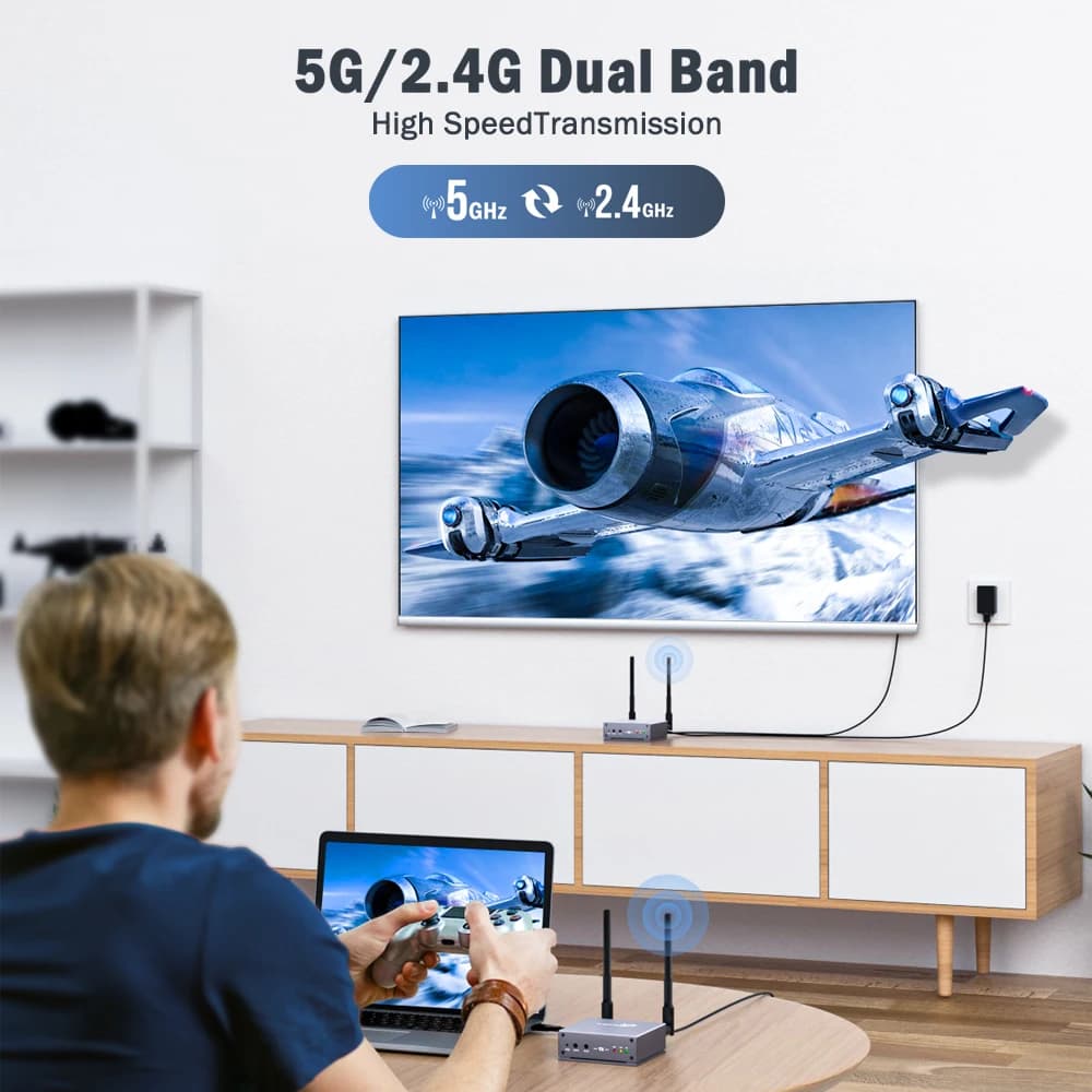 Lemorele-Kit de dongle TV sans fil HDMI pour PC, 200 m, 5GHz/2.4GHz, transmetteur et récepteur vidéo