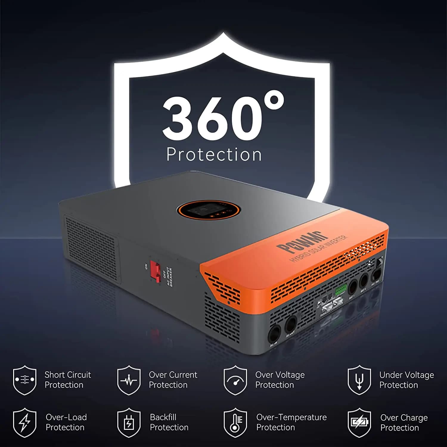 PowMr-Onduleur hybride à onde sinusoïdale pure, 10KW, 48V DC à 120V, 240V AC, phase fendue, intégré,