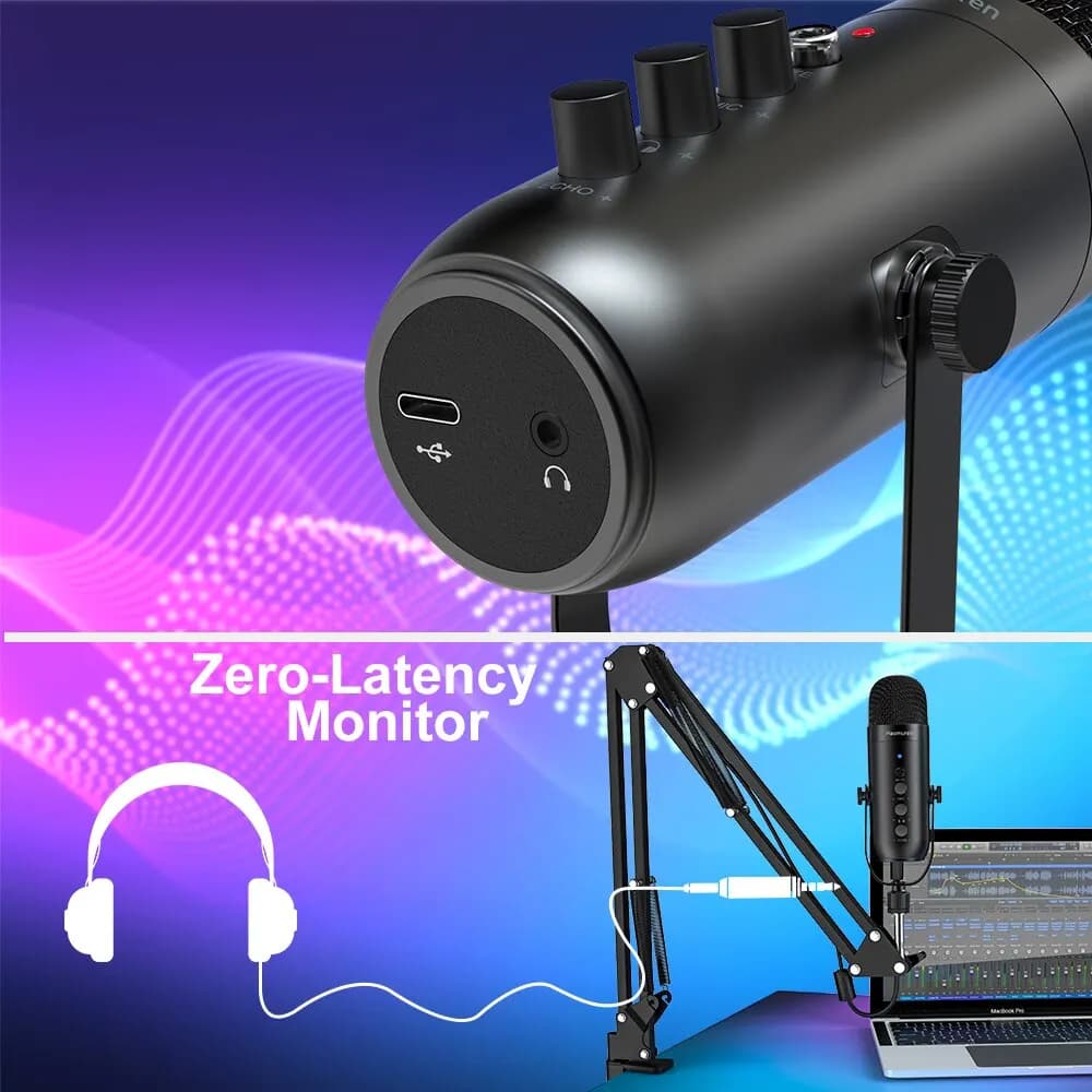 Haomuren-Kit de microphone professionnel à condensateur cardioïde, USB, pour studio, podcast, avec H