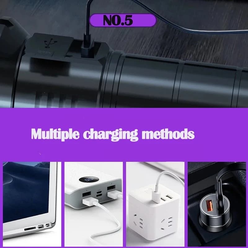 Lampe de poche UV puissante 365nm, Type C, Rechargeable, étanche, lumière violette 26650, pour détec
