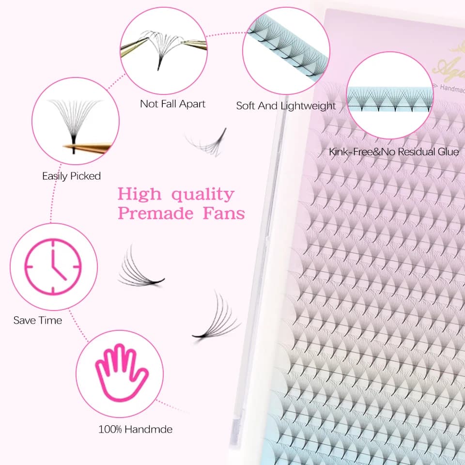 Mélange de faux cils en éventail préfabriqués, 5 étuis, volume russe, extension de cils, faux vison,