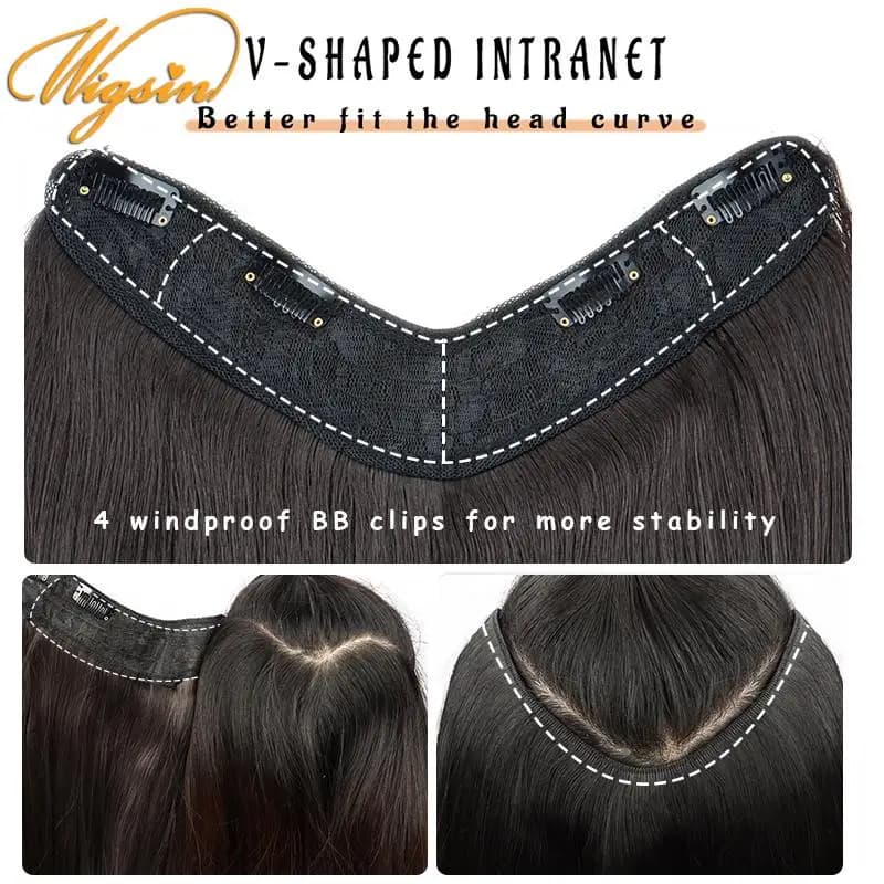 WIGSIN synthétique 55 cm en forme de V couches 4 Clips Extension de cheveux longs raides naturel Inv