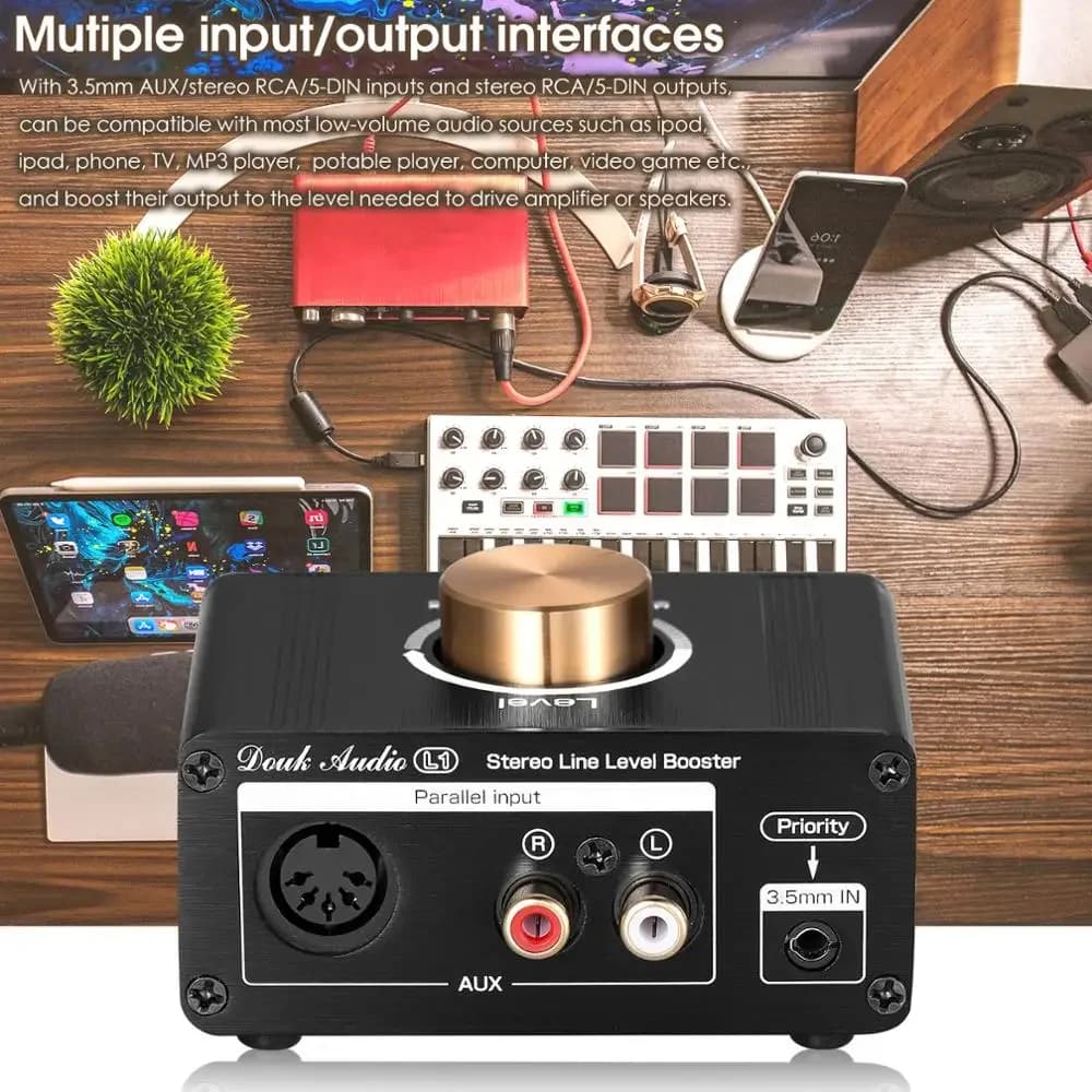 Douk Audio L1 Mini amplificateur de niveau de ligne stéréo, amplificateur de signal audio, préampli 