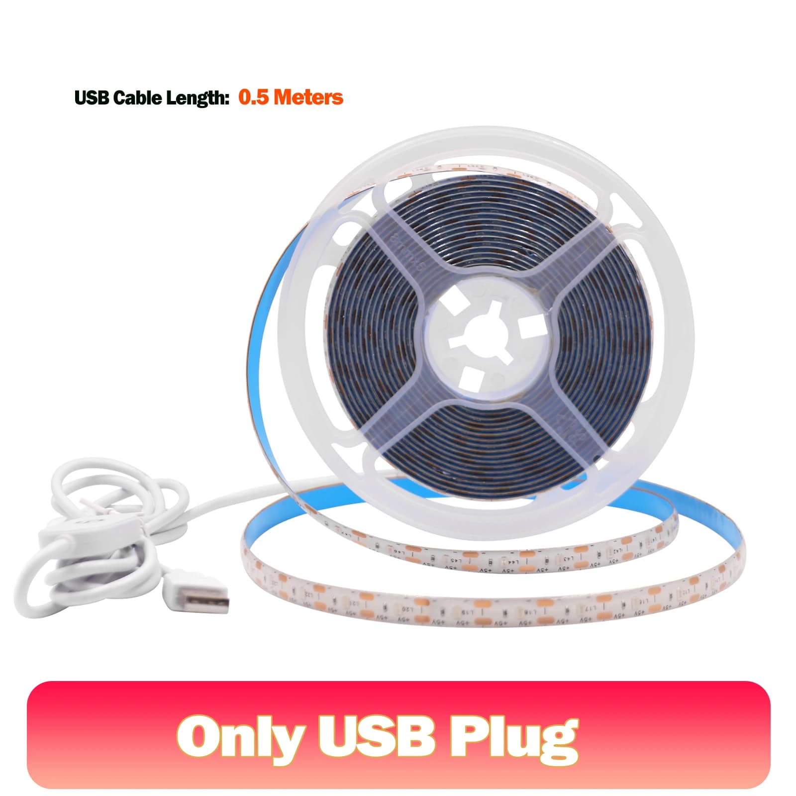 Bande lumineuse LED USB étanche, gradateur, interrupteur, blanc, bleu chaud, ruban adhésif, armoire,