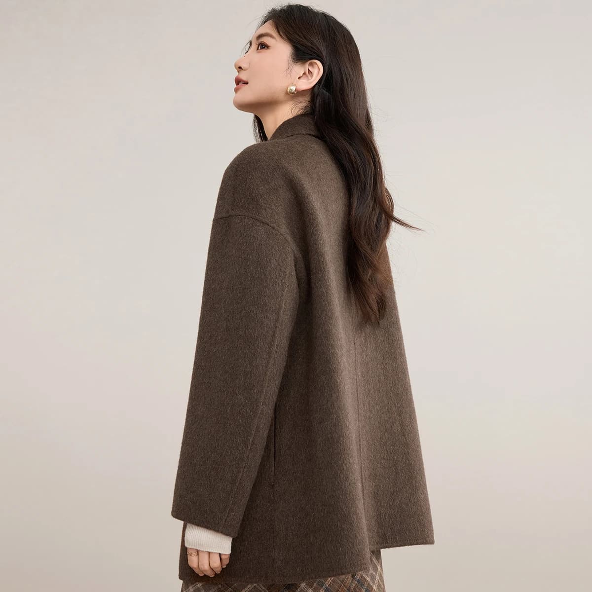 Manteaux en laine SENTUBILA pour femme, collection hiver 2026, vestes à revers crantés, manches long
