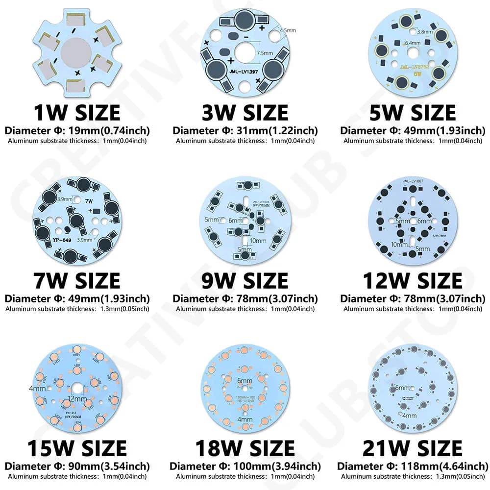 10 pièces LED PCB plaque de Base ronde en aluminium haute puissance dissipateur de chaleur 1W 3W 5W 