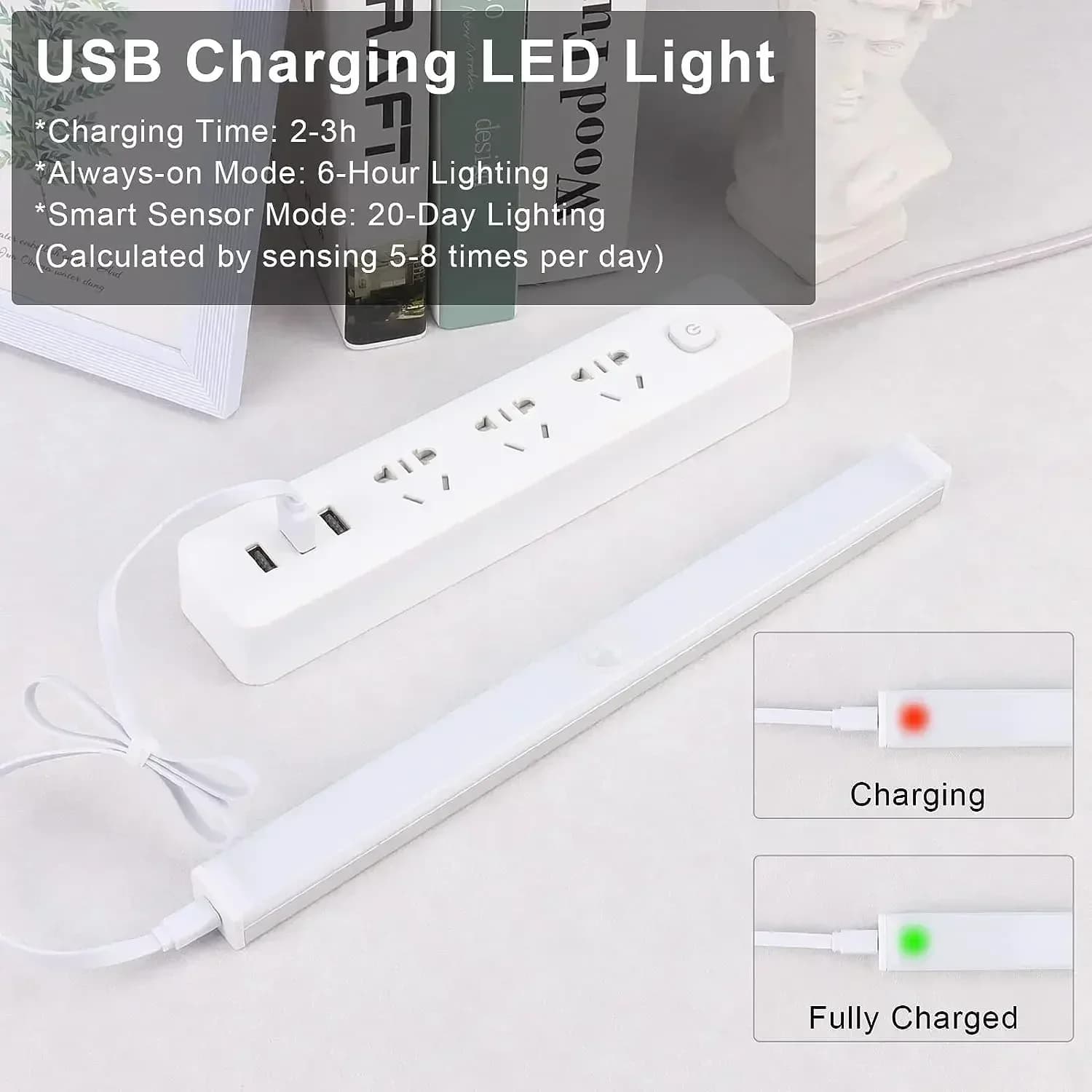 Lampe de nuit avec capteur de mouvement, lampe de chevet LED rechargeable USB, lampe de chevet sans 