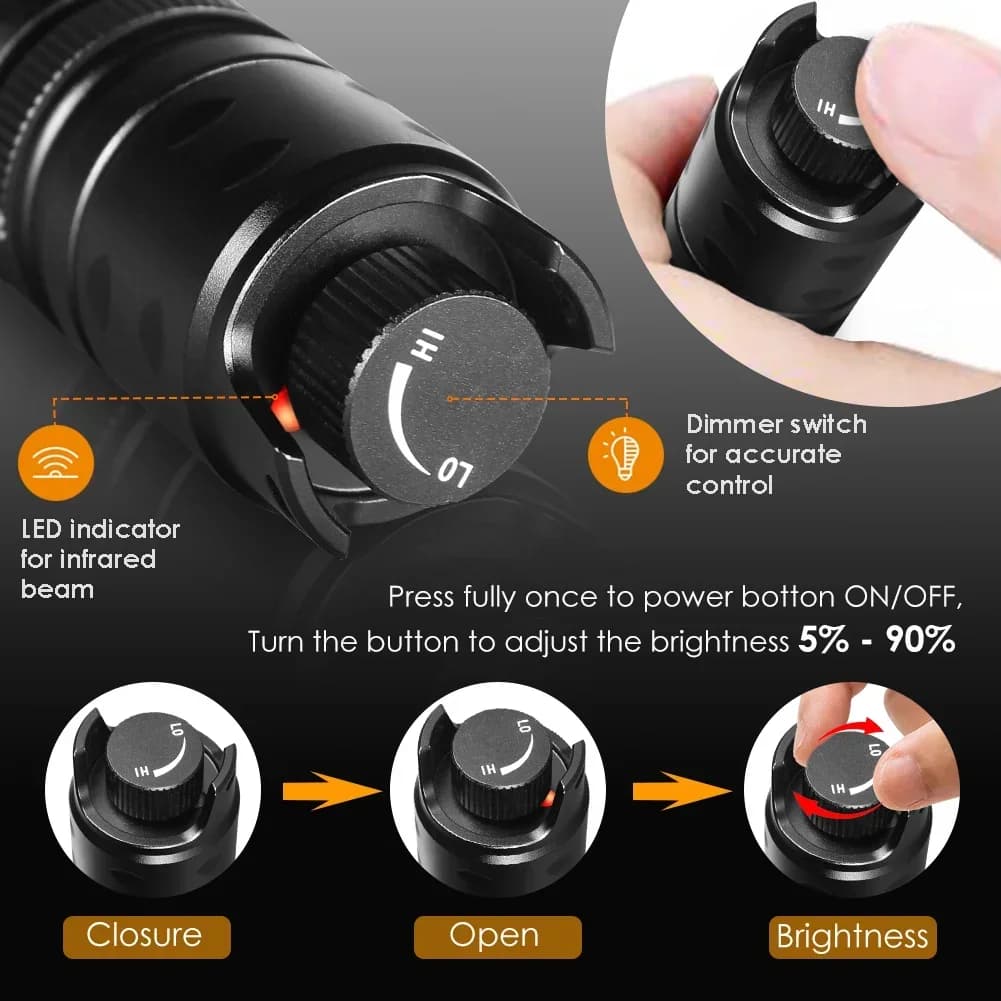 UniqueFire-Lampe de poche LED pour la chasse, 200OJ, objectif 44mm, Vcsel IR 940nm, 850 nm, 810nm, n