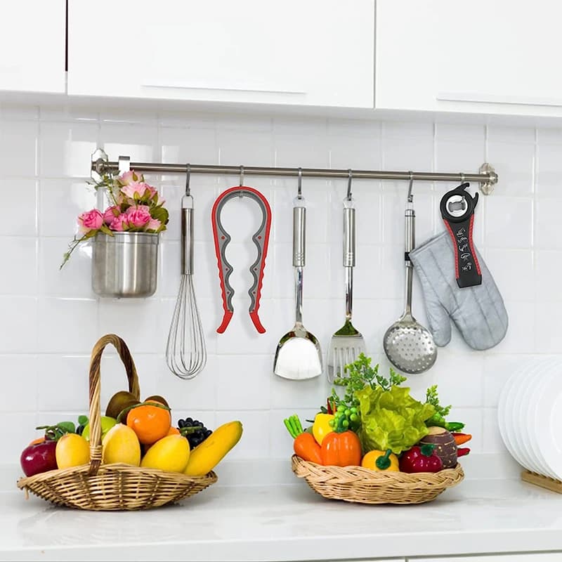 LMETJMA ouvre-bocal pour mains débiles 5 en 1 ouvre-boîte multifonction Kit d'ouvre-bouteille avec p