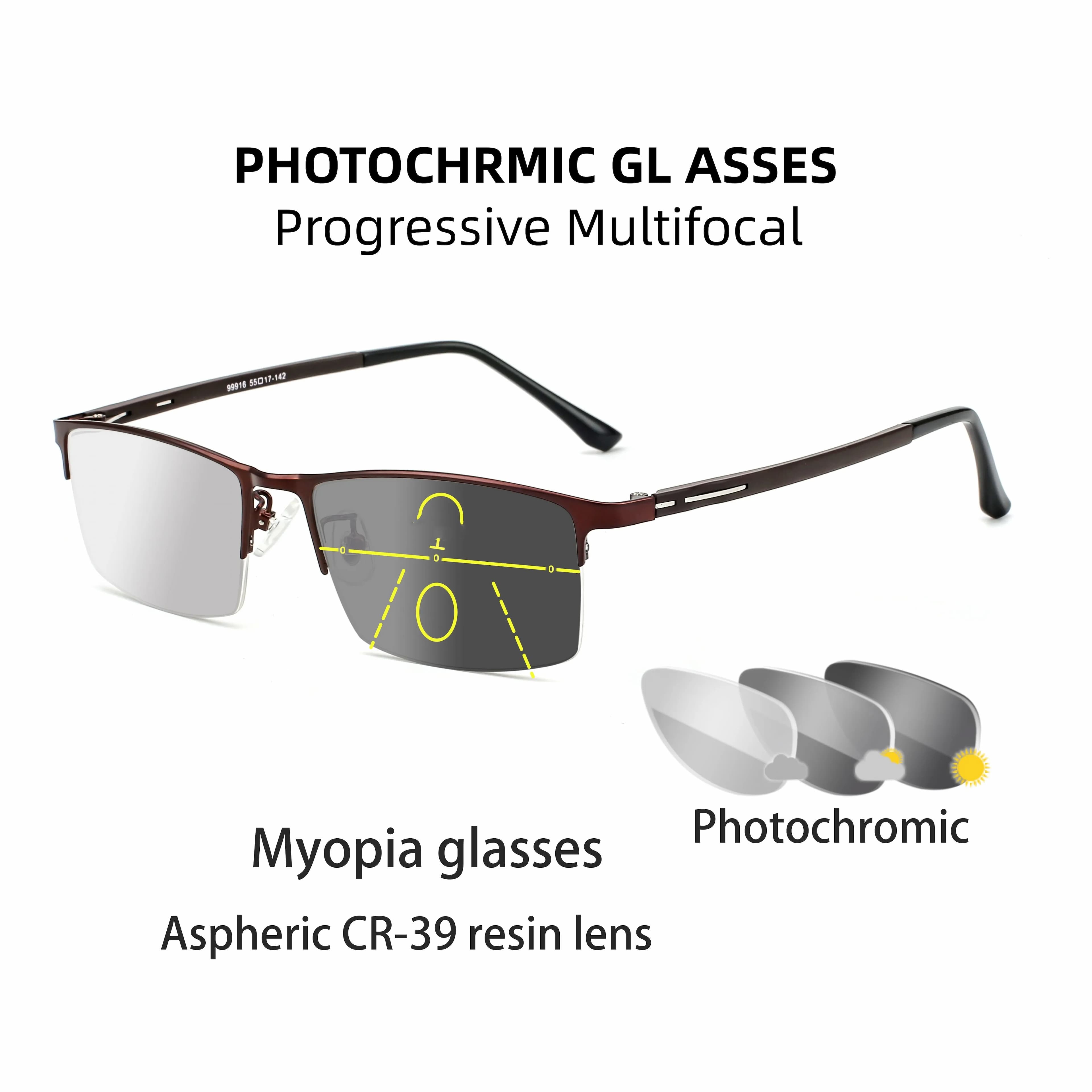 Lunettes de lecture multifocales progressives en alliage métallique pour hommes et femmes, lunettes 