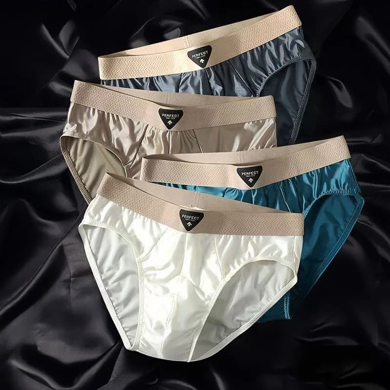 Boxers pour hommes en soie glacée, lot de 4, doux et lisses, pour usage quotidien, plusieurs couleur