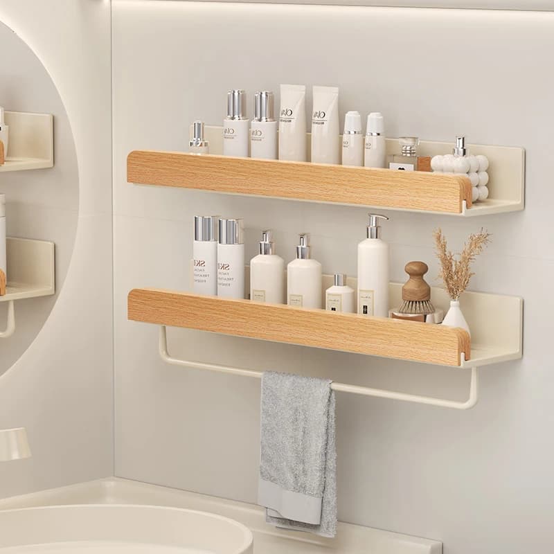 Bois aluminium étanche pour salle de bain étagères shampooing maquillage support de rangement access