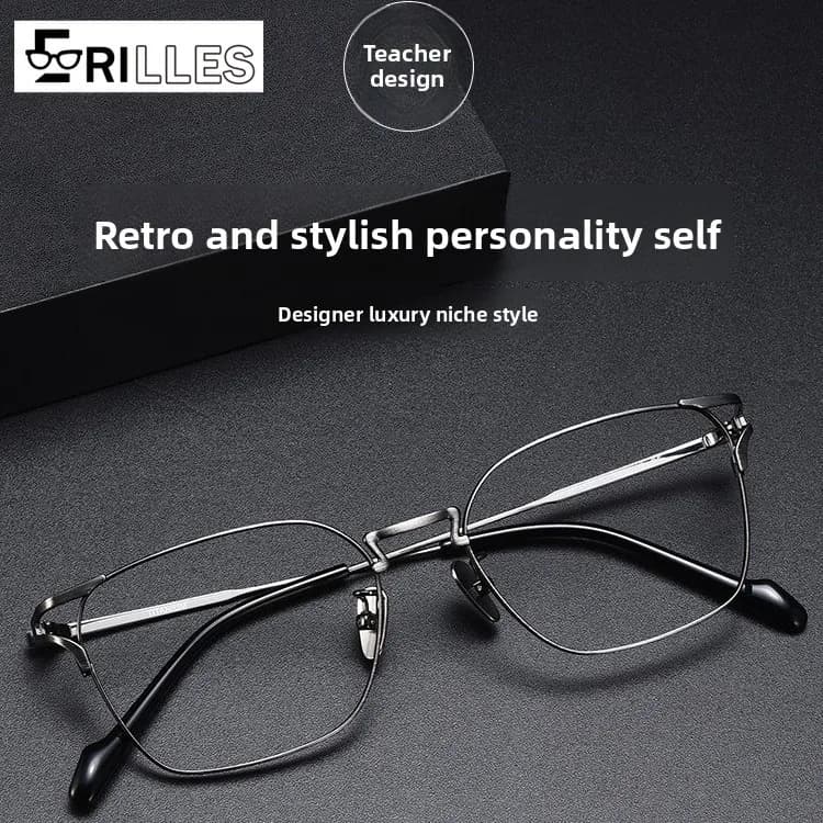 Lunettes d'affaires en titane pour hommes, monture complète géométrique XXL – Conception professionn